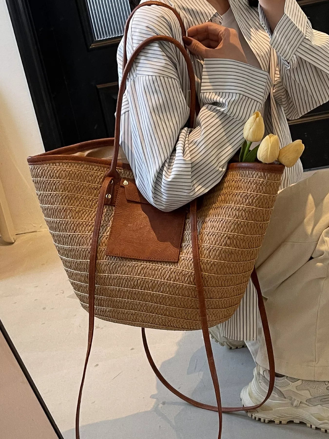 Woven Straw Tote Bag