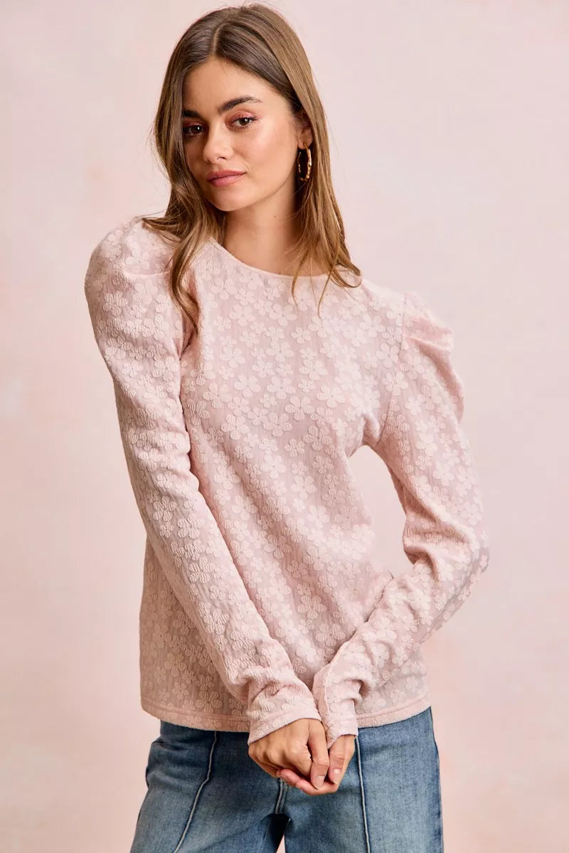 Textured Flower Knit Top