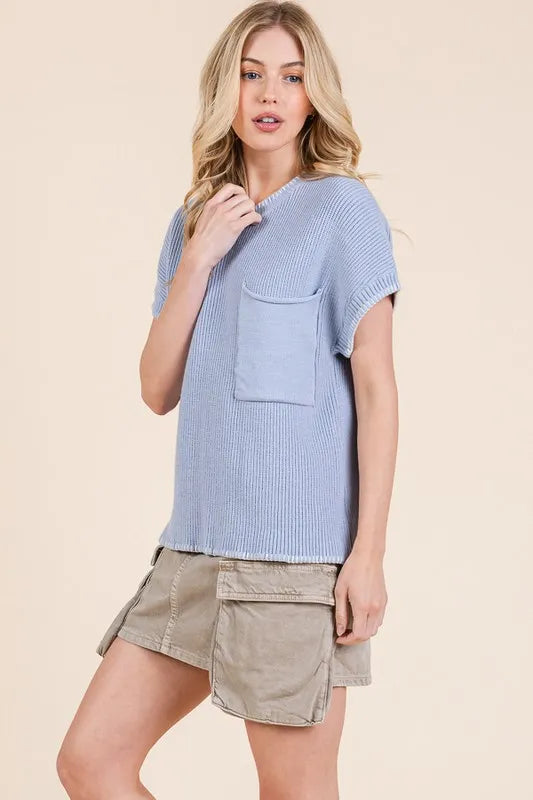 Cap Sleeve Knit Sweater