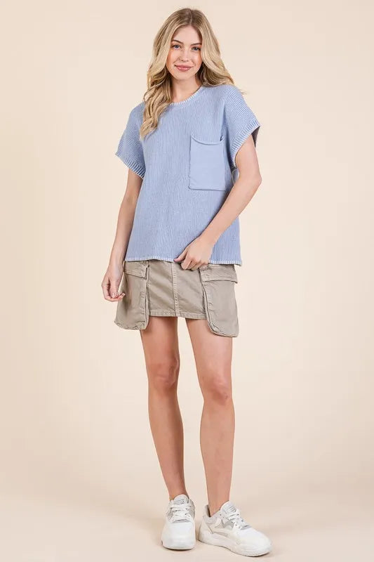 Cap Sleeve Knit Sweater