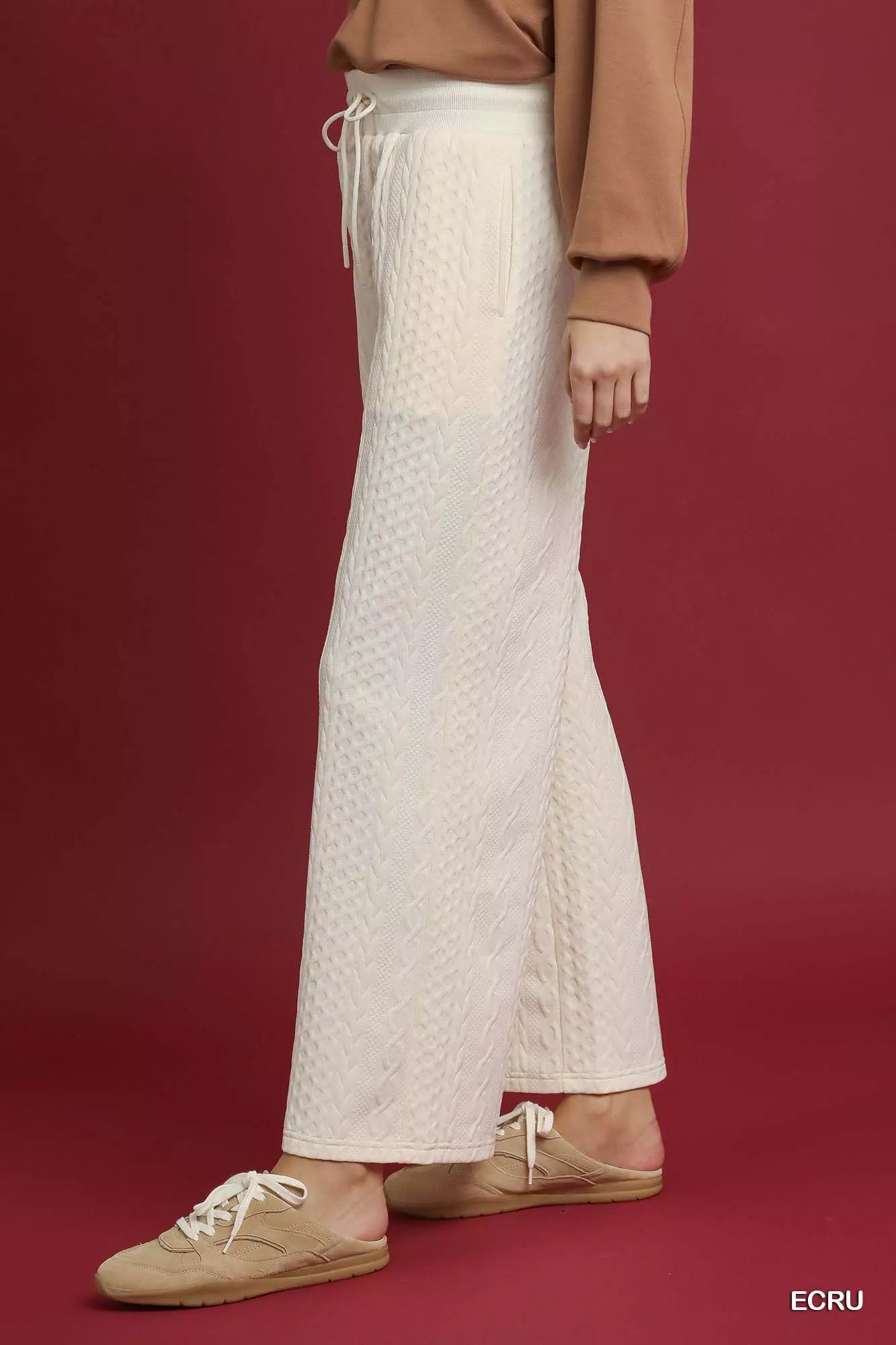 Cable Knit Wide Leg Pants
