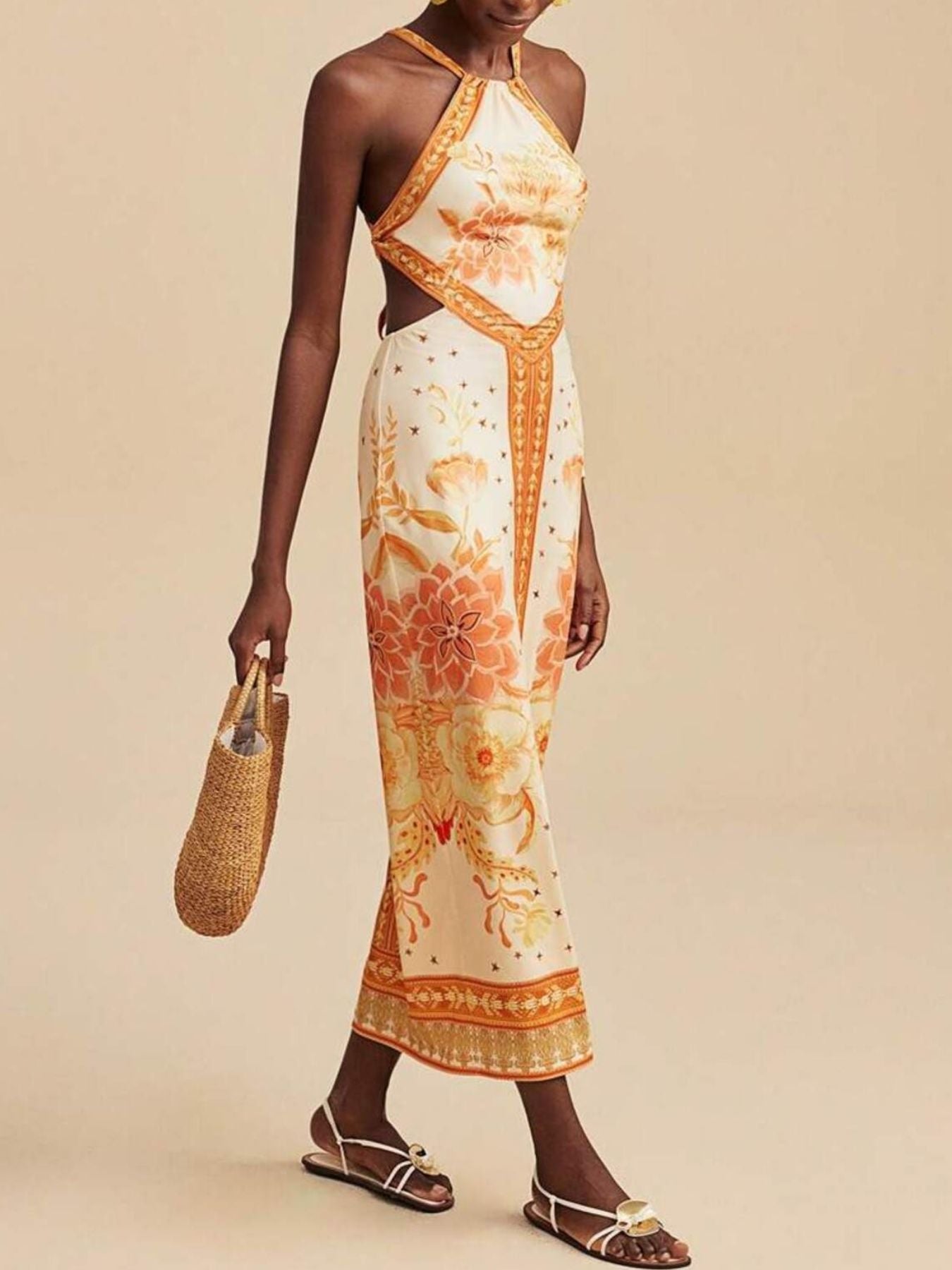 Floral Open Back Maxi Dress