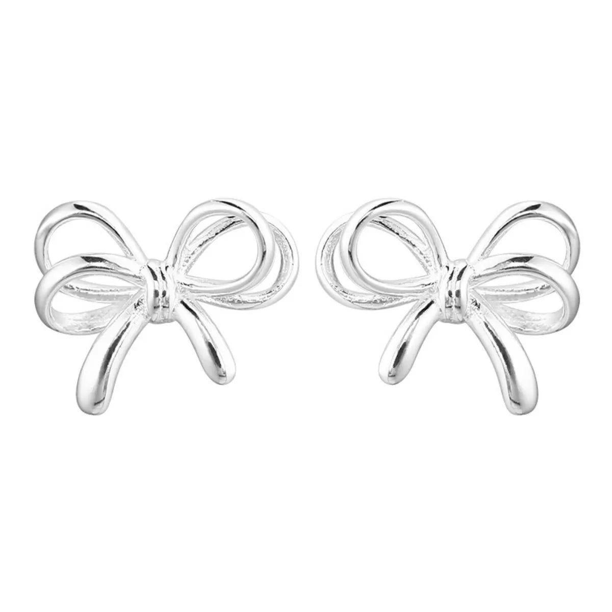 Sterling Silver Bow Earrings - Front View