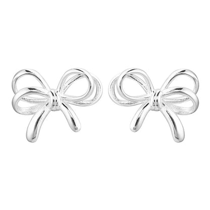 Sterling Silver Bow Earrings - Front View