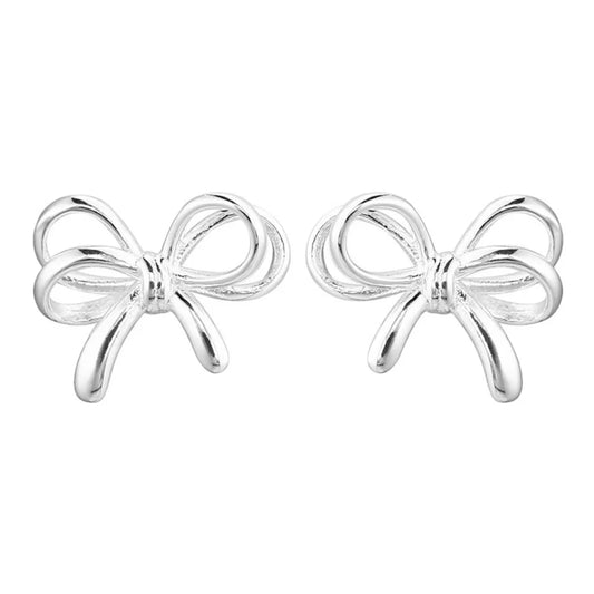 Sterling Silver Bow Earrings - Front View