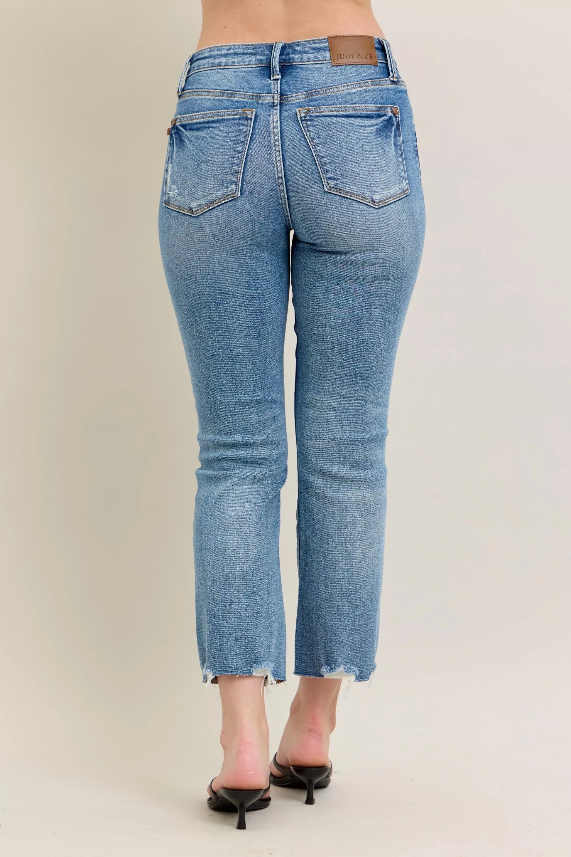 Judy Blue Mr Vintage Wash Destroy Hem Kick Flare Jeans - Detail View 5