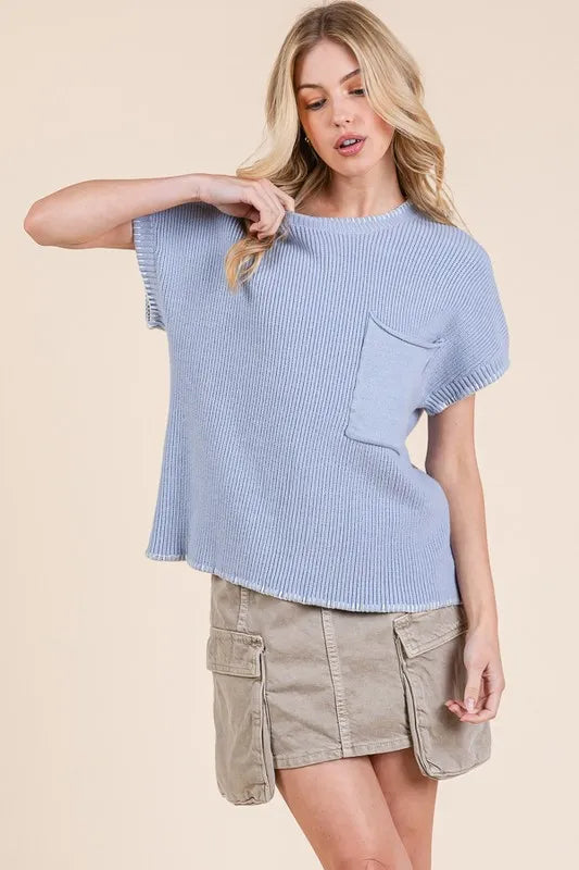 Cap Sleeve Knit Sweater