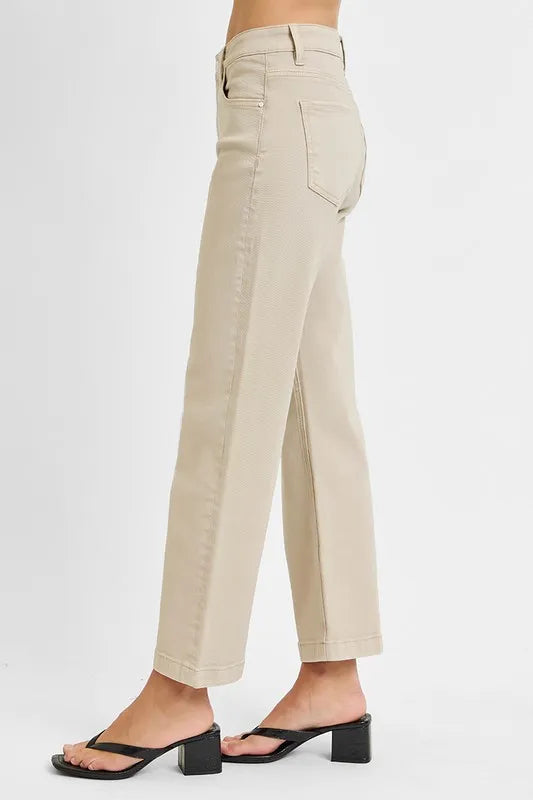 Mid Rise Ankle Straight Jeans with Tummy Control