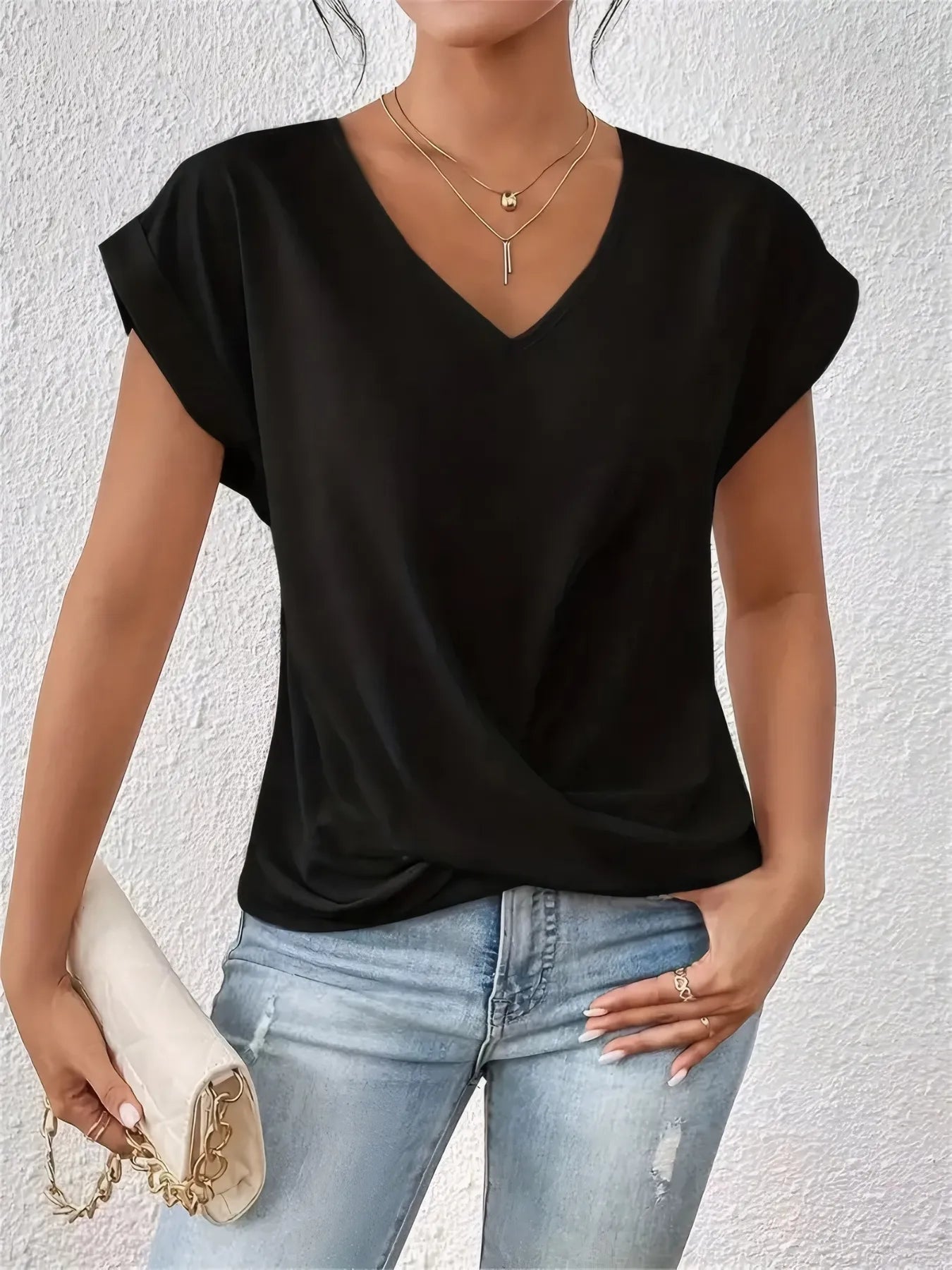 Women's V-Neck Twist Front Top