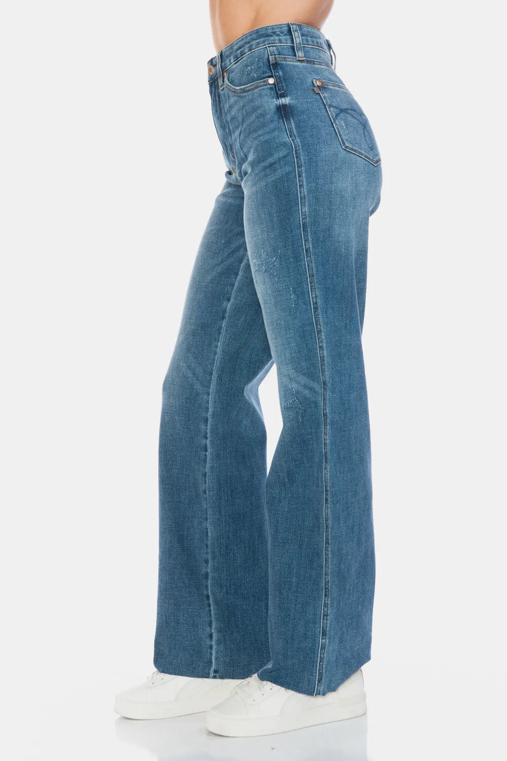 Raw Hem Straight Jeans with Tummy Control - Detail View 4