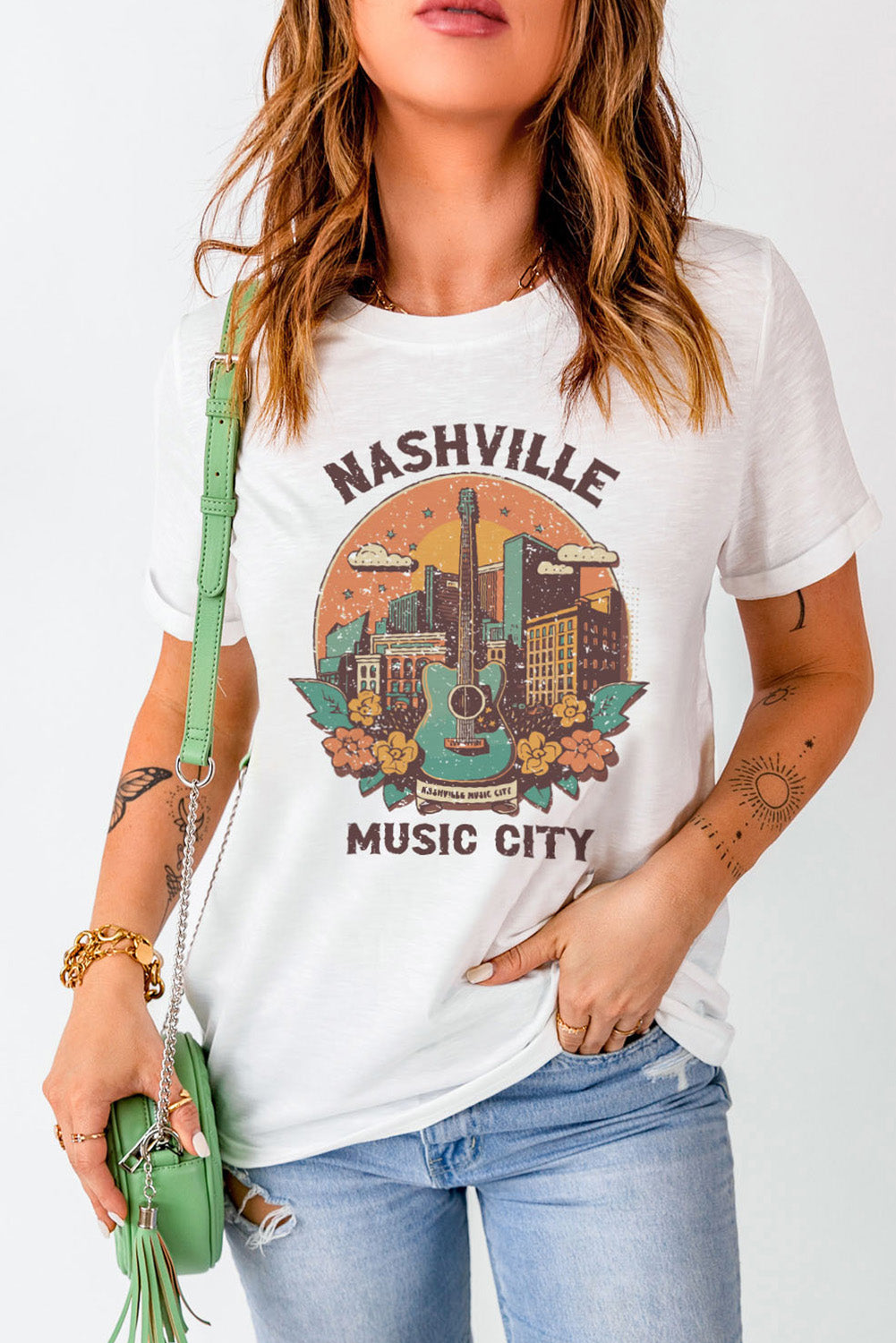 Nashville Music City Graphic Print Tee
