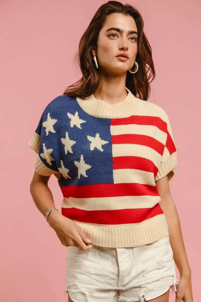 American Flag Sleeveless Sweater