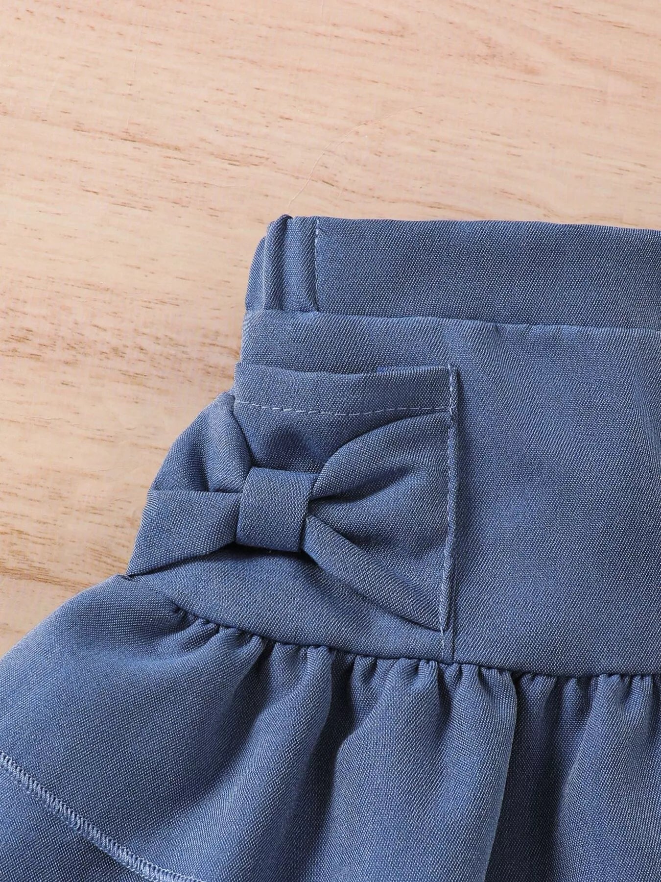 Cold-Shoulder Top and Ruffled Denim Skirt Set - Detail View 4