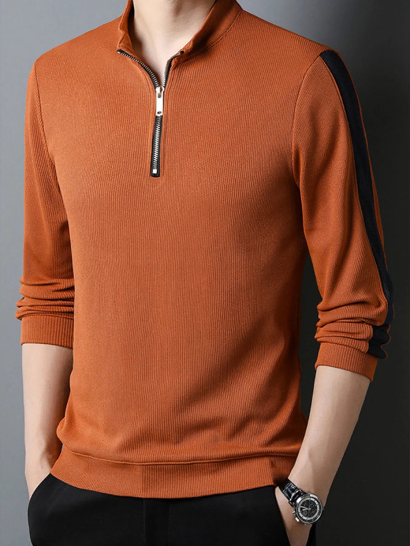 Men's Quarter Zip Long Sleeve Polo
