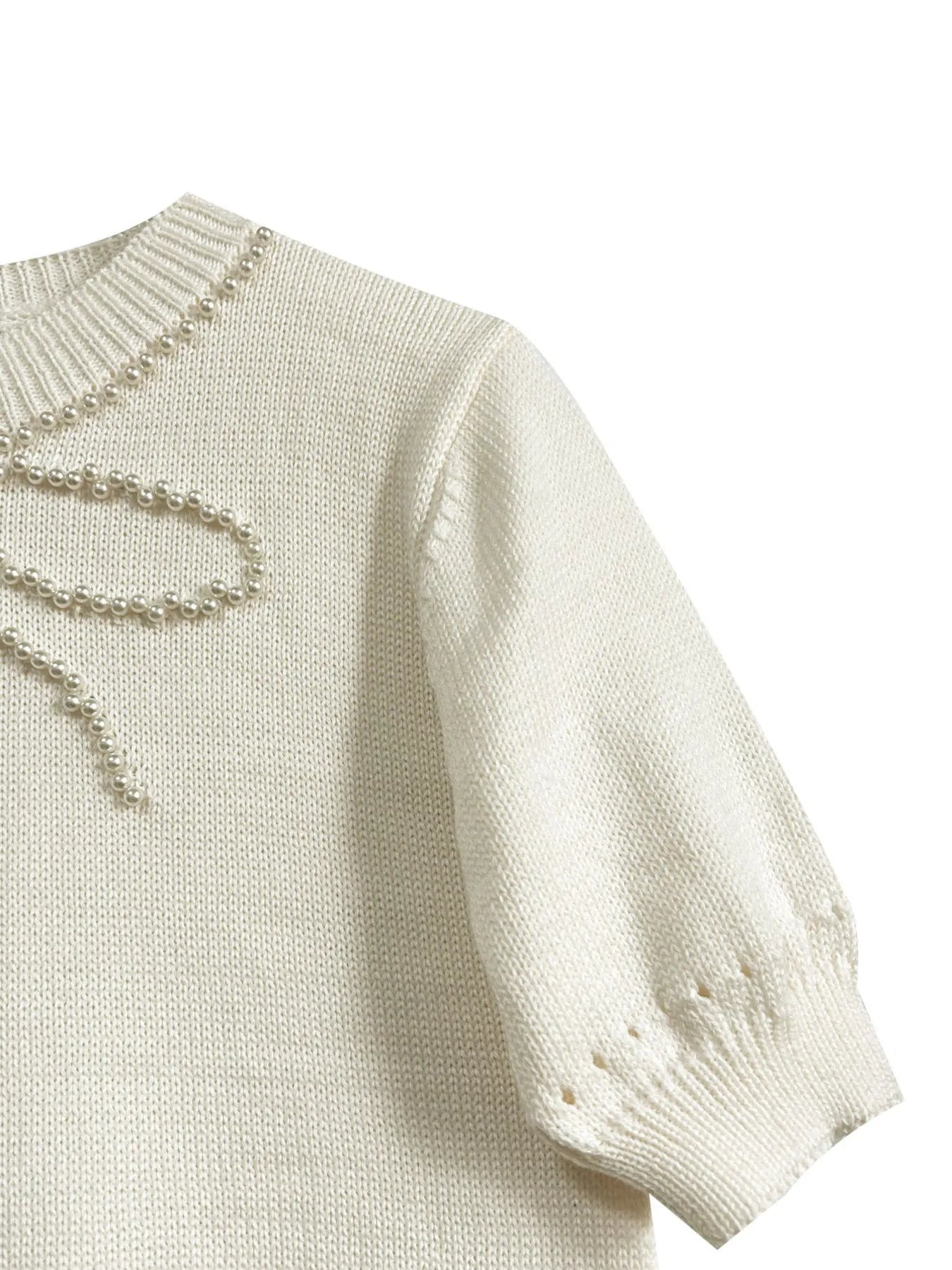 Coquette Pearl Bow Embellished Sweater