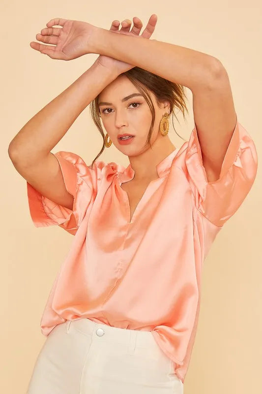 Satin V-Neck Top