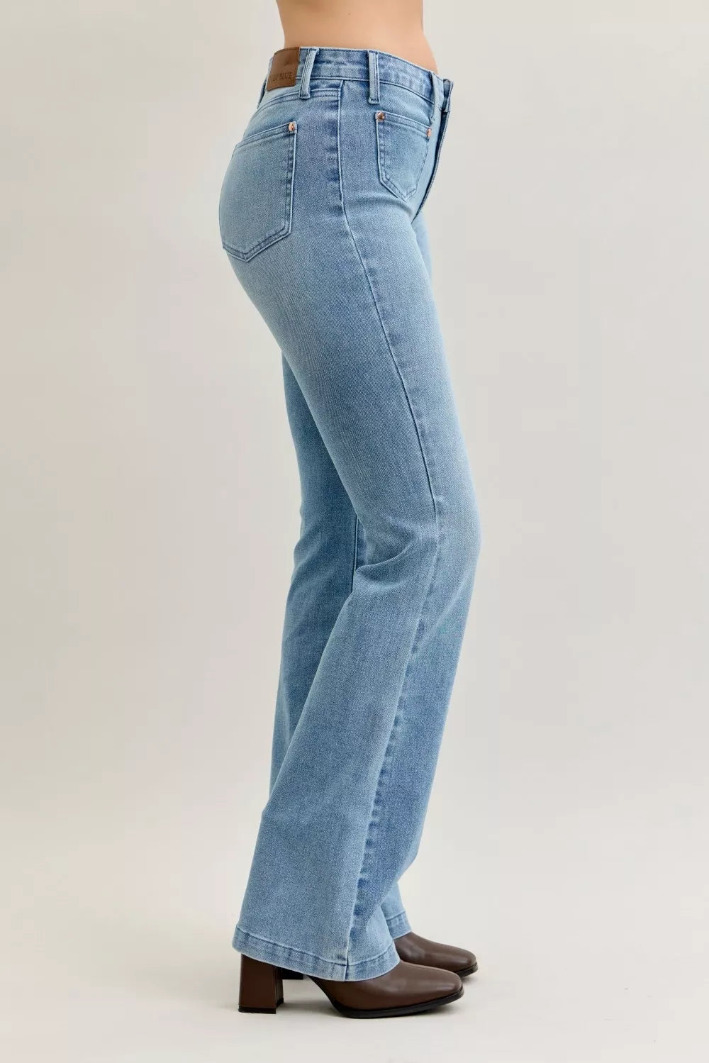 Mid-Rise Bootcut Jeans with Contrast Wash