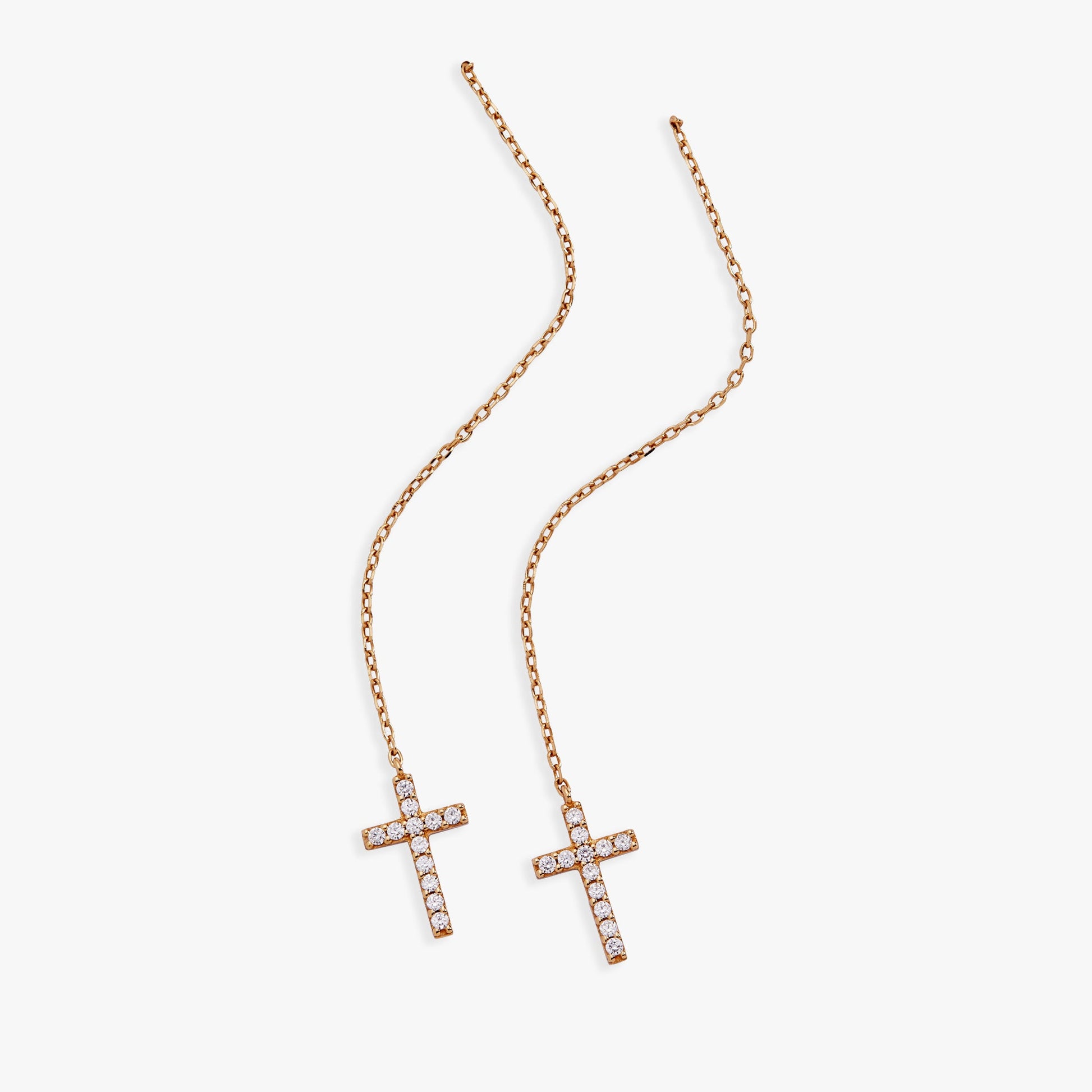 Pave Crystal Cross Threader Earrings - Alex and Ani - Front View