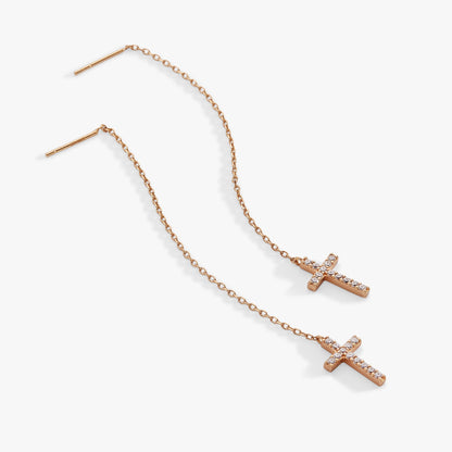 Pave Crystal Cross Threader Earrings - Alex and Ani - Side View