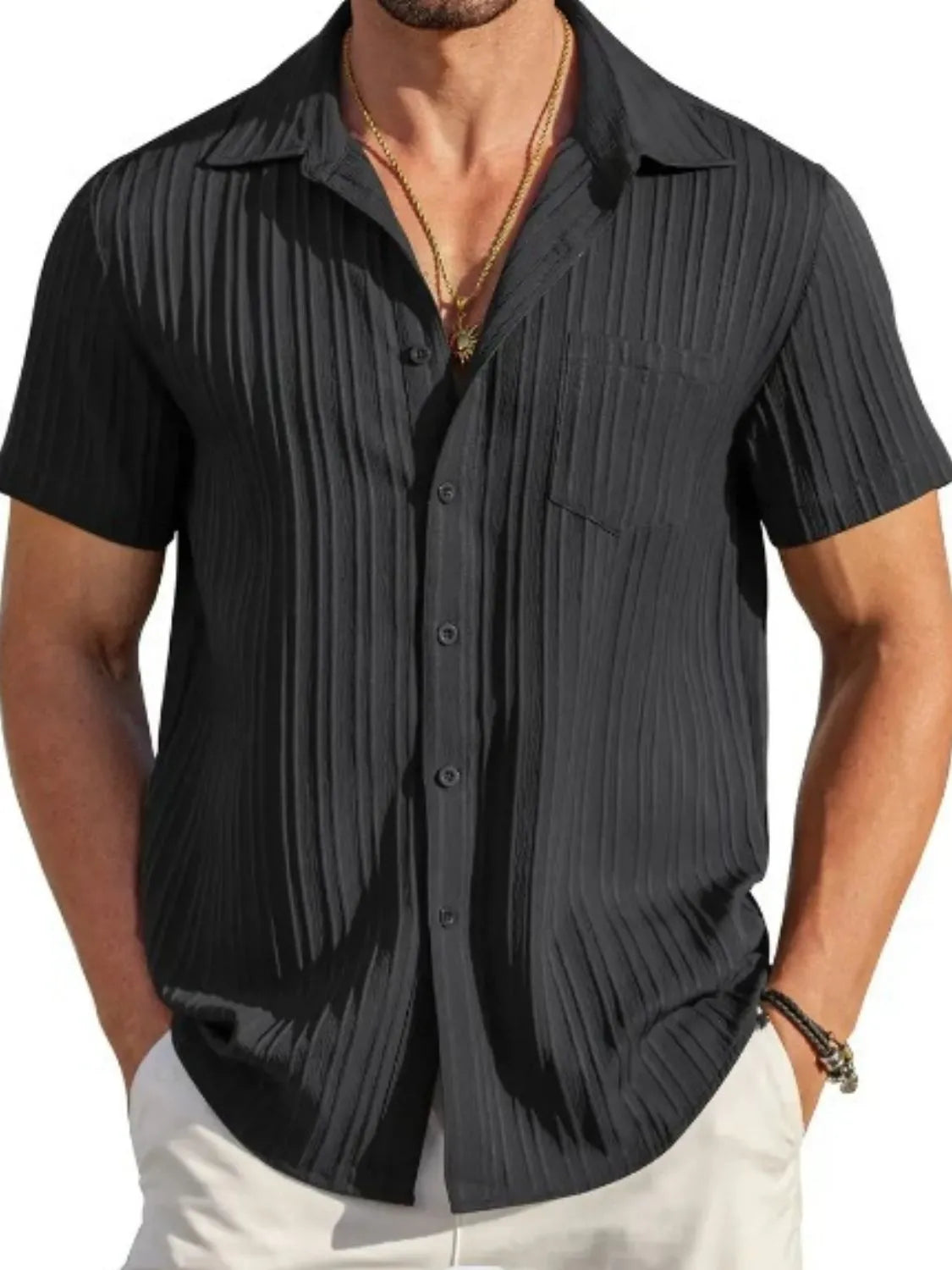 Men's Breezy Button-Up Short Sleeve Shirt