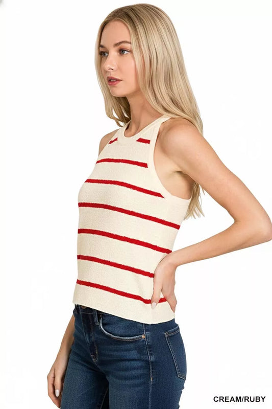 Stripe Sweater Tank Top - Back View