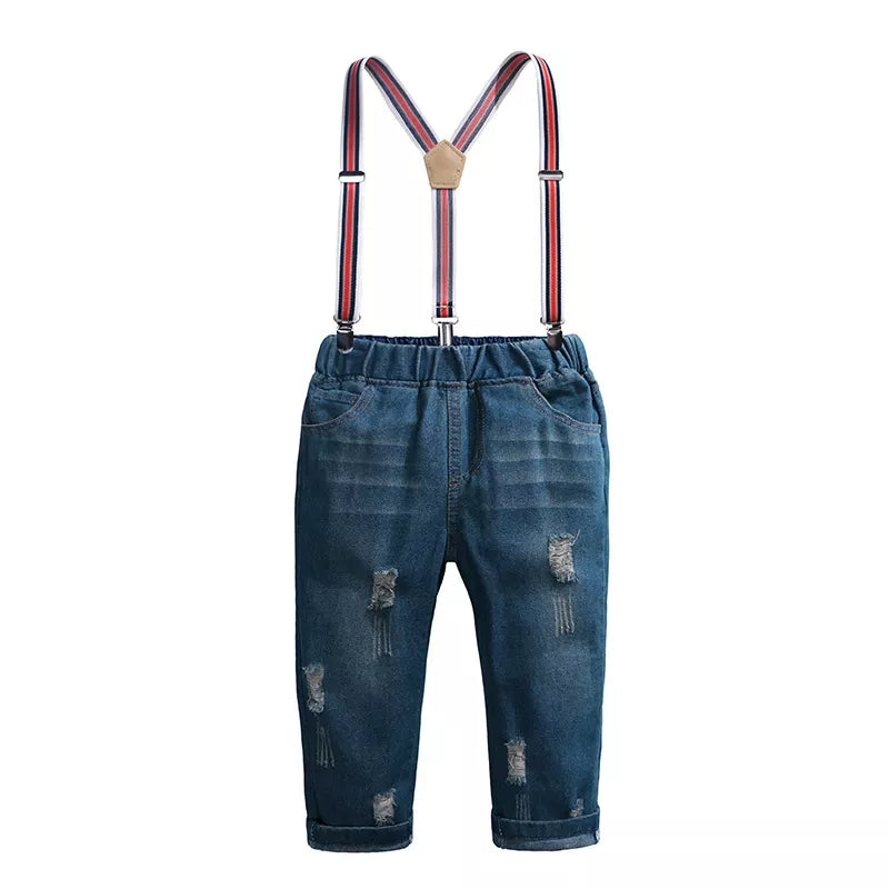 Boy's Plaid Shirt and Jeans Outfit Set