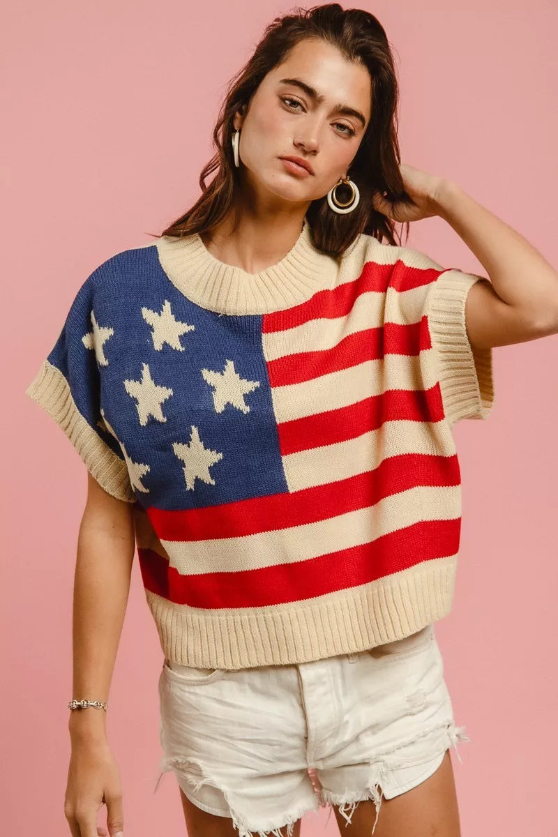 American Flag Sleeveless Sweater