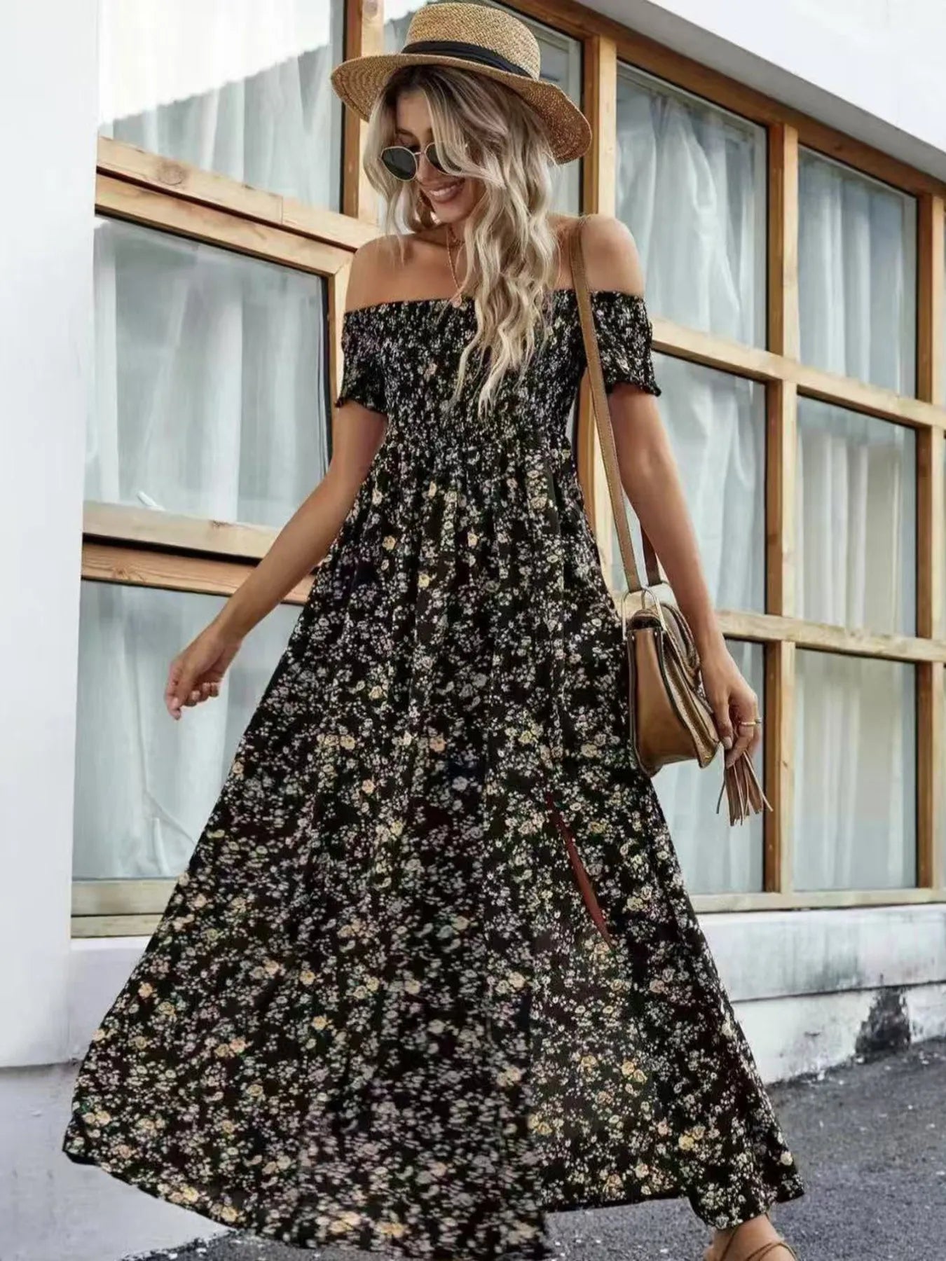 Off-Shoulder Floral Maxi Dress