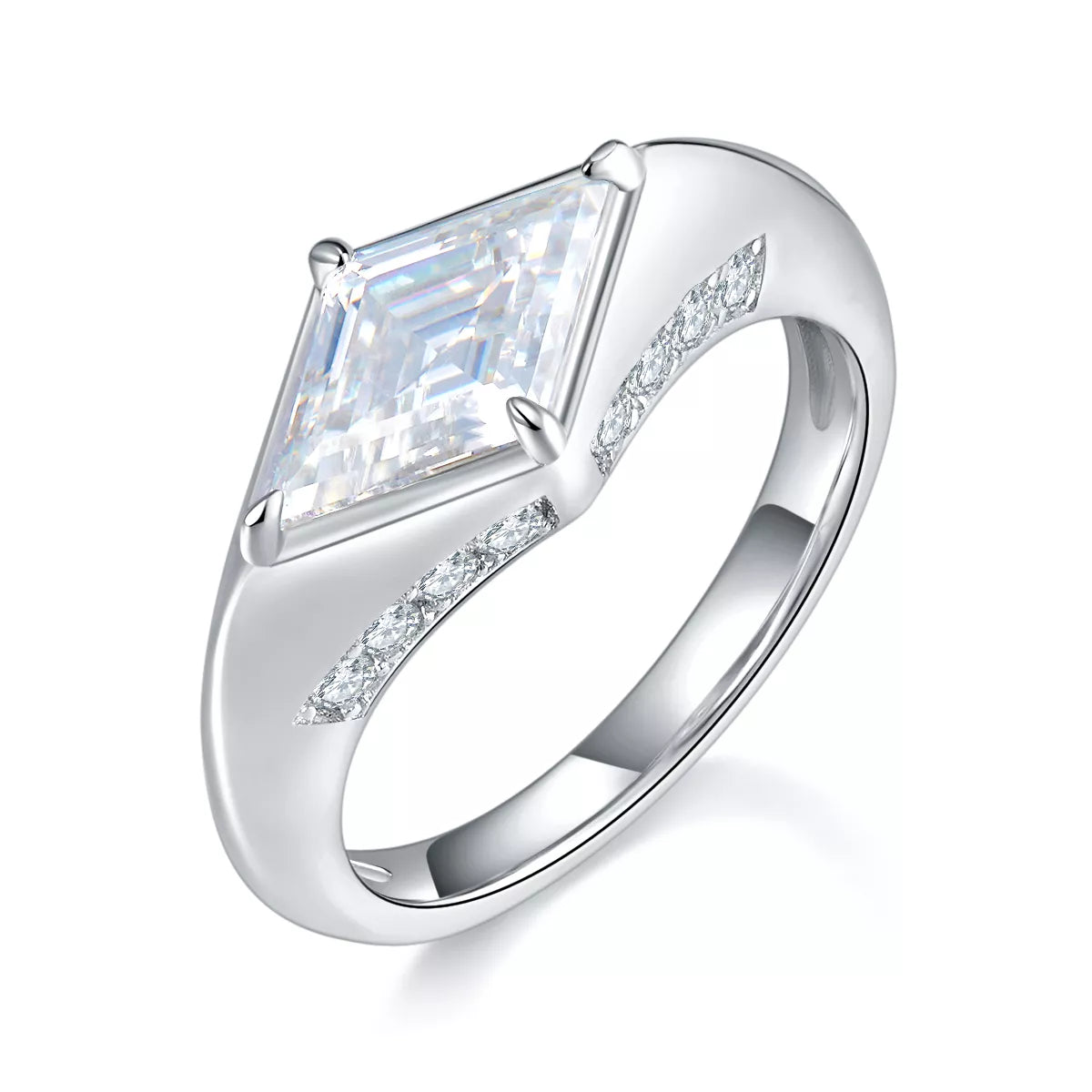 2 Carat Moissanite Platinum-Plated Ring