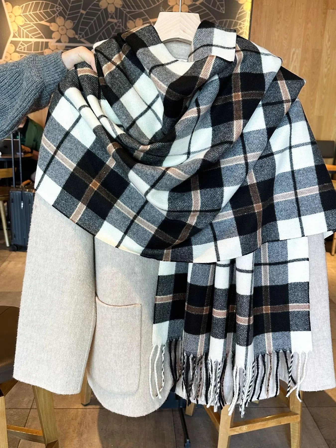 Classic Plaid Fringe Scarf