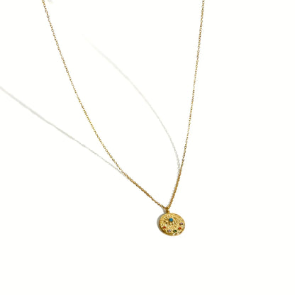 18K Gold-Plated Coin Pendant Necklace - Side View