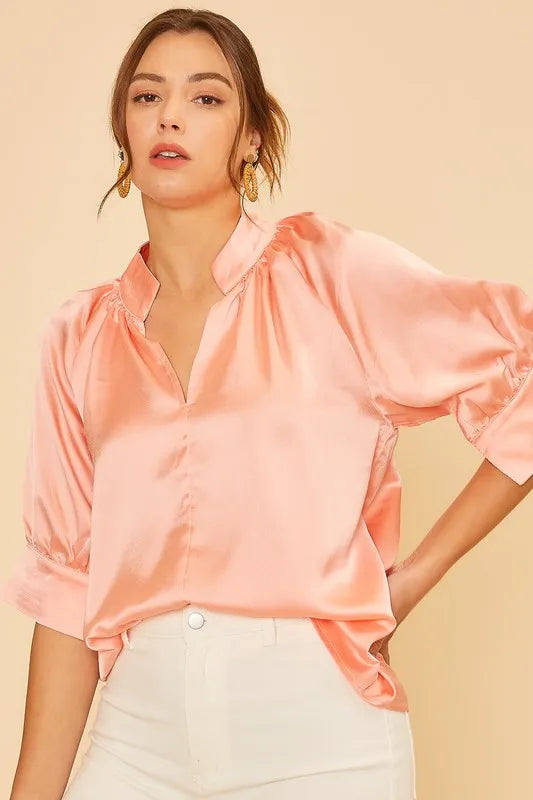 Satin V-Neck Top