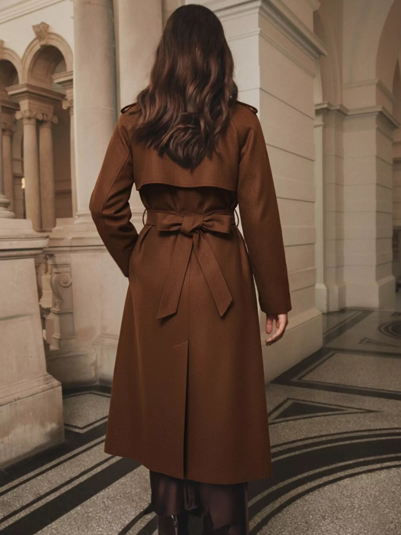 Lapel Collar Belted Overcoat