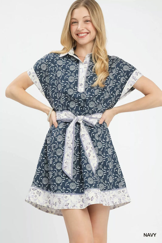 Belted Shirt Dress - Front View