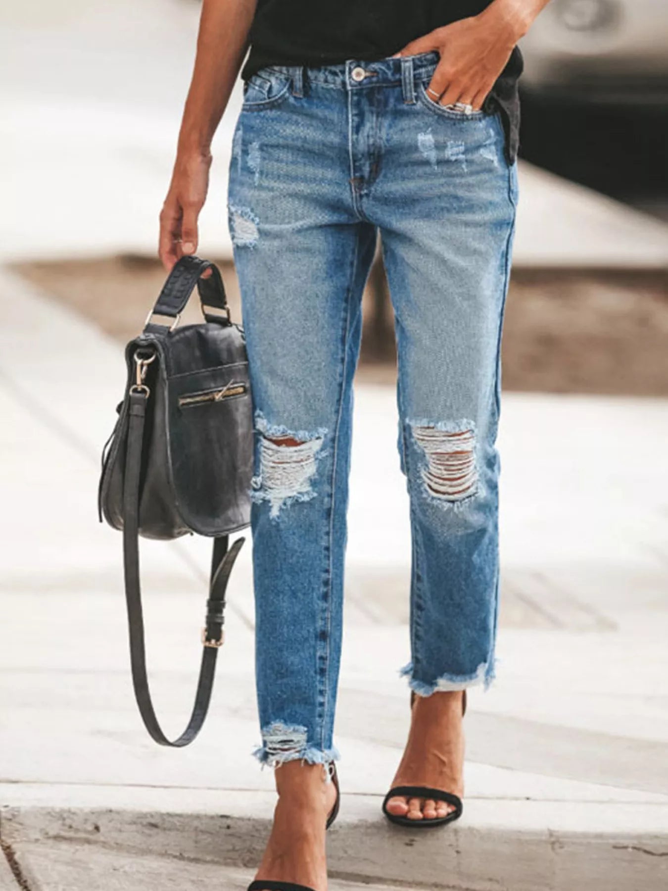 Distressed Wash Jeans - Detail View 6