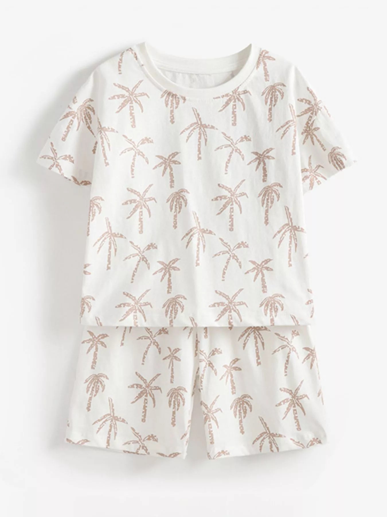 Tropical Palm Print Tee and Shorts Set