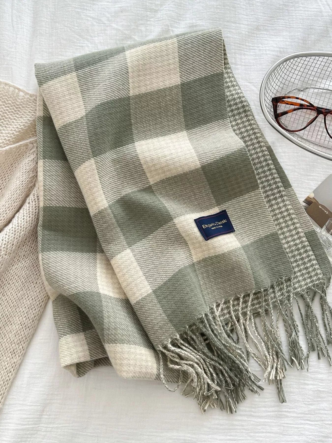 Plaid Tassel Scarf