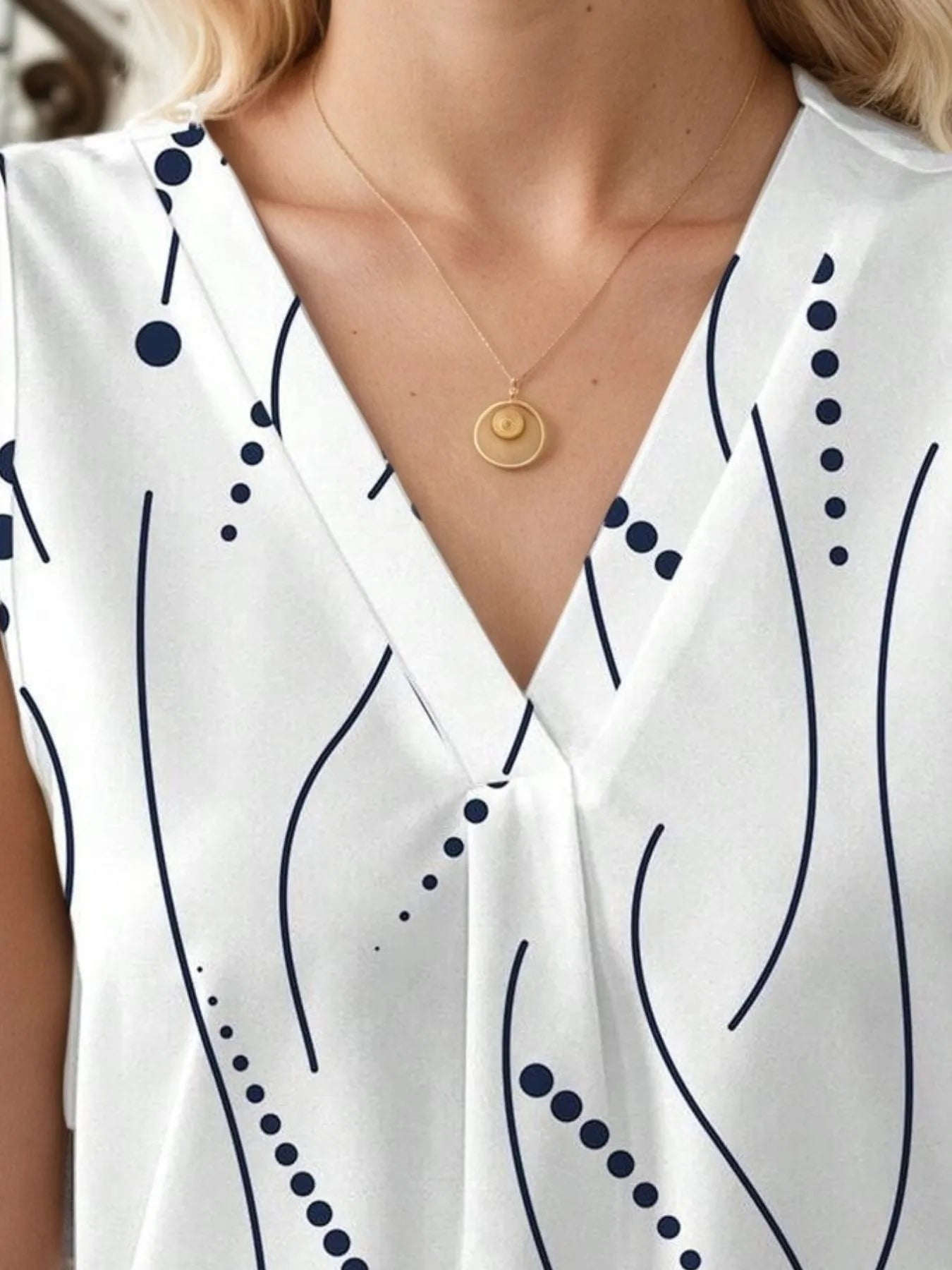 Versatile Printed V-Neck Top