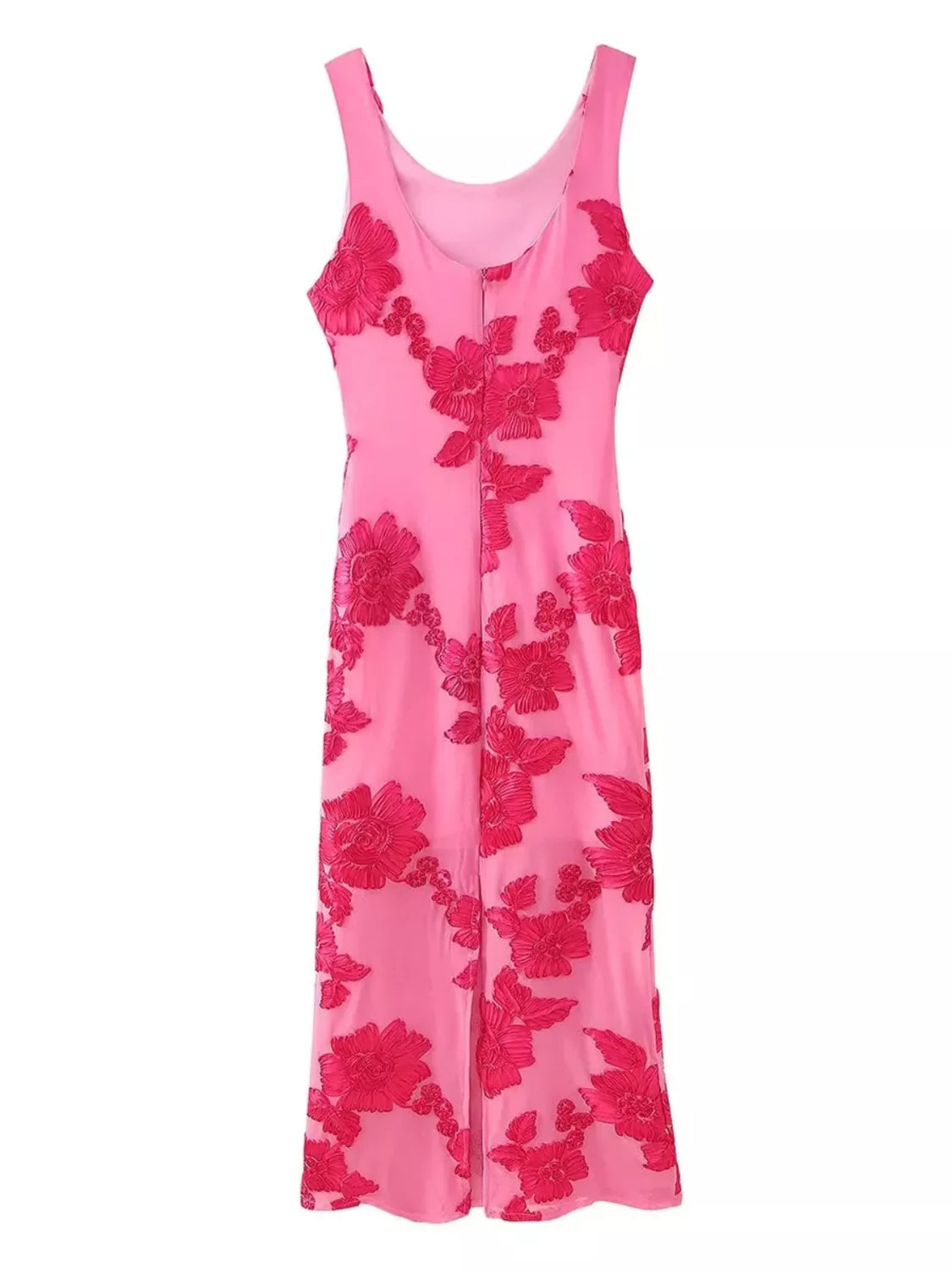 Floral Applique Mesh Midi Dress - Side View