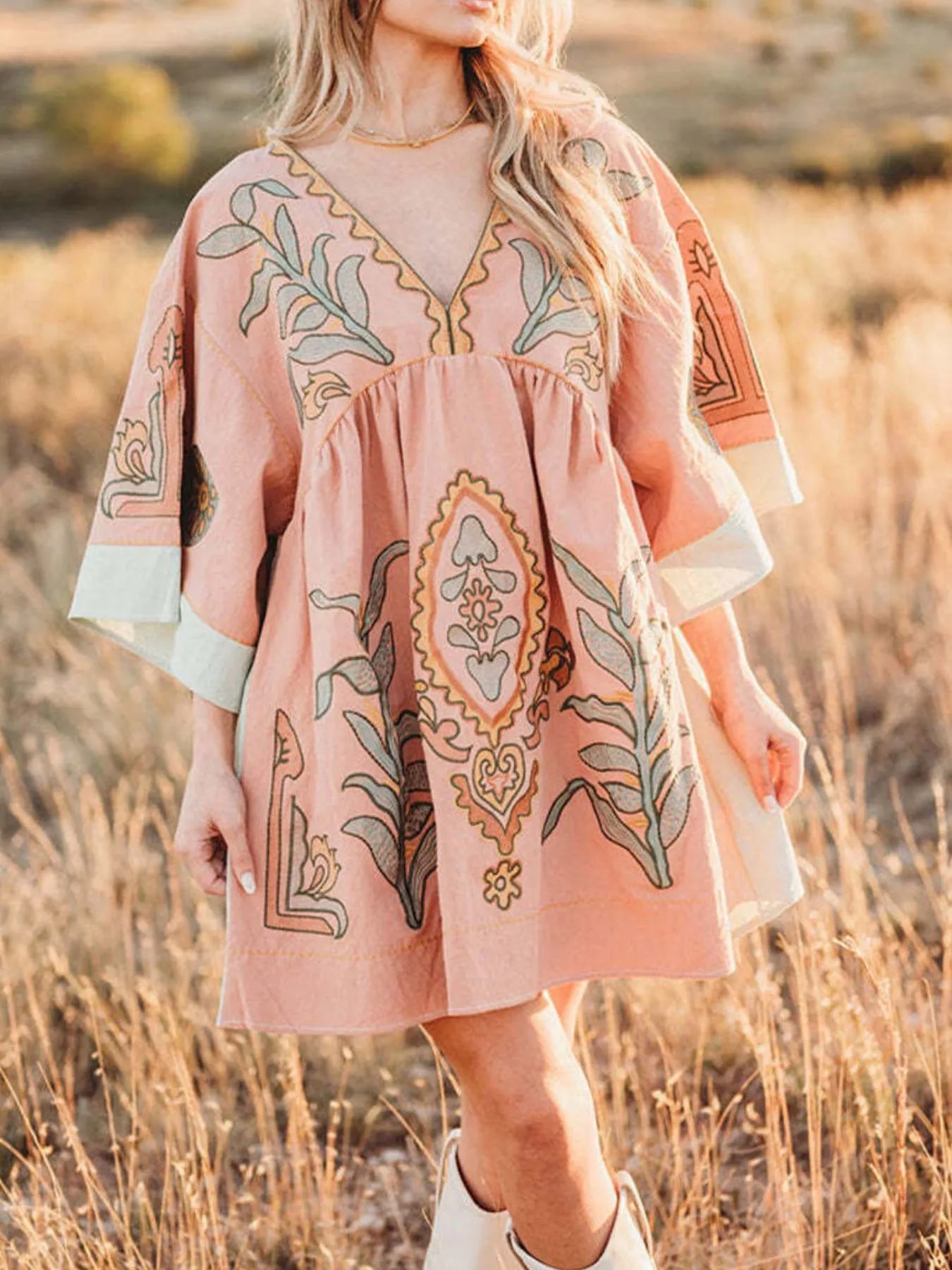 Boho Kimono Mini Dress