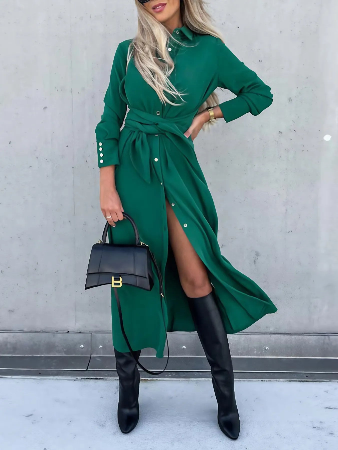 Hadley Long Sleeve Belted Shirt Dress