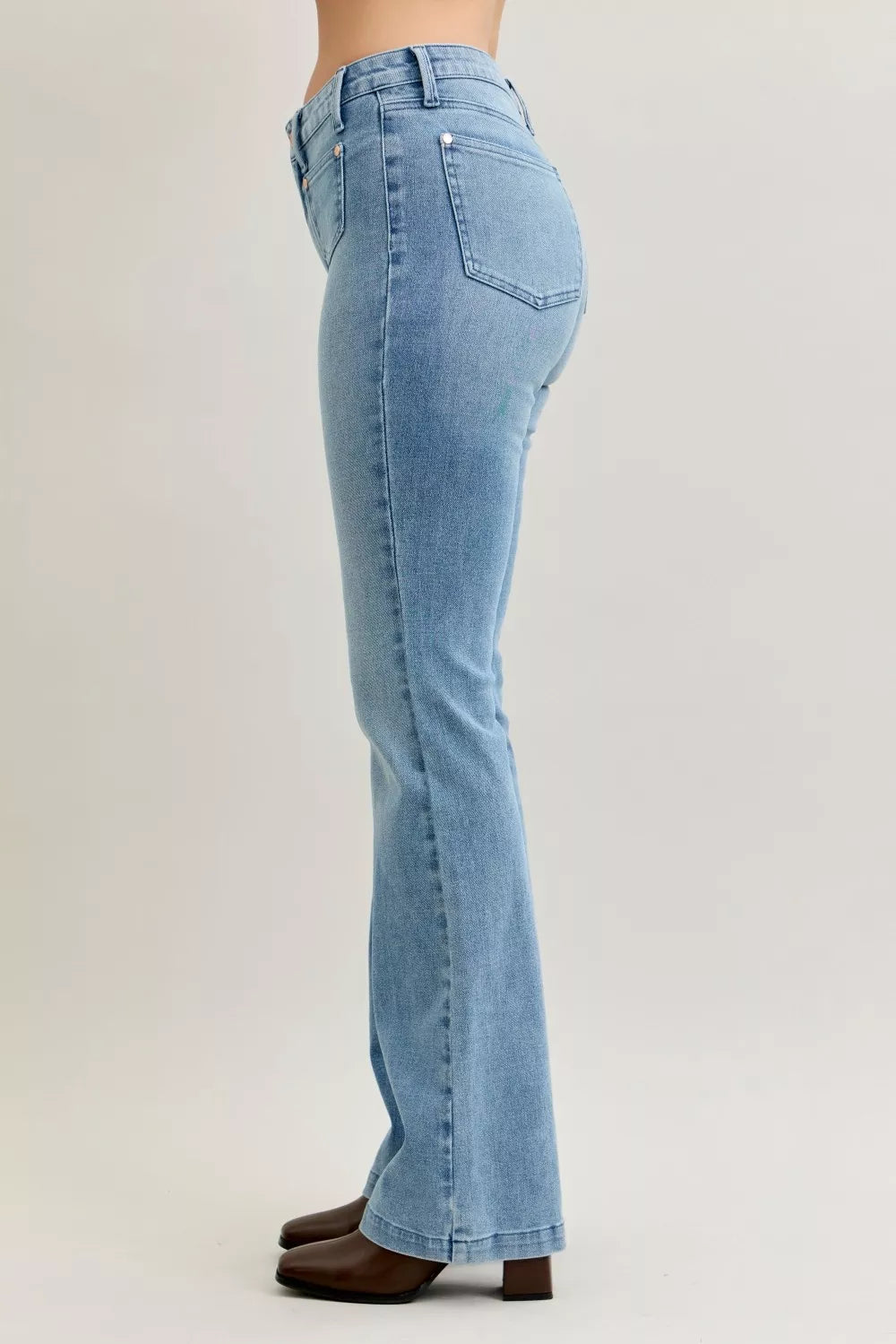 Mid-Rise Bootcut Jeans with Contrast Wash