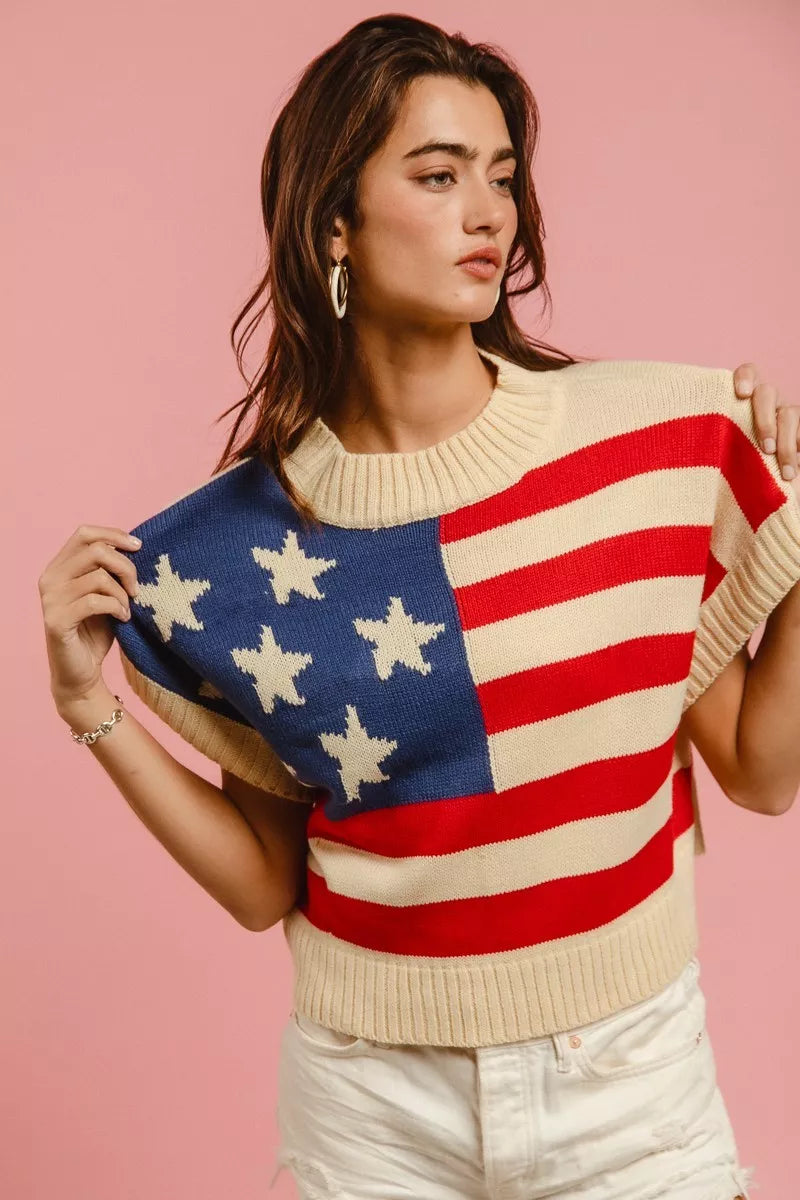 American Flag Sleeveless Sweater