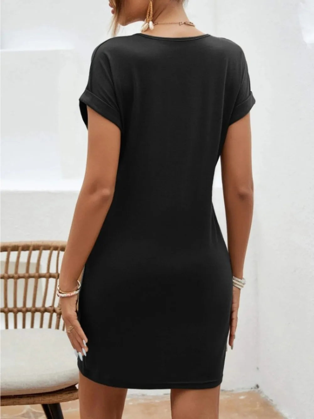 Rolled Sleeve Mini Tee Dress