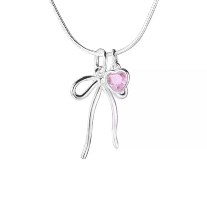 Coquette Bow & Heart Pendant Necklace - Detail View 6