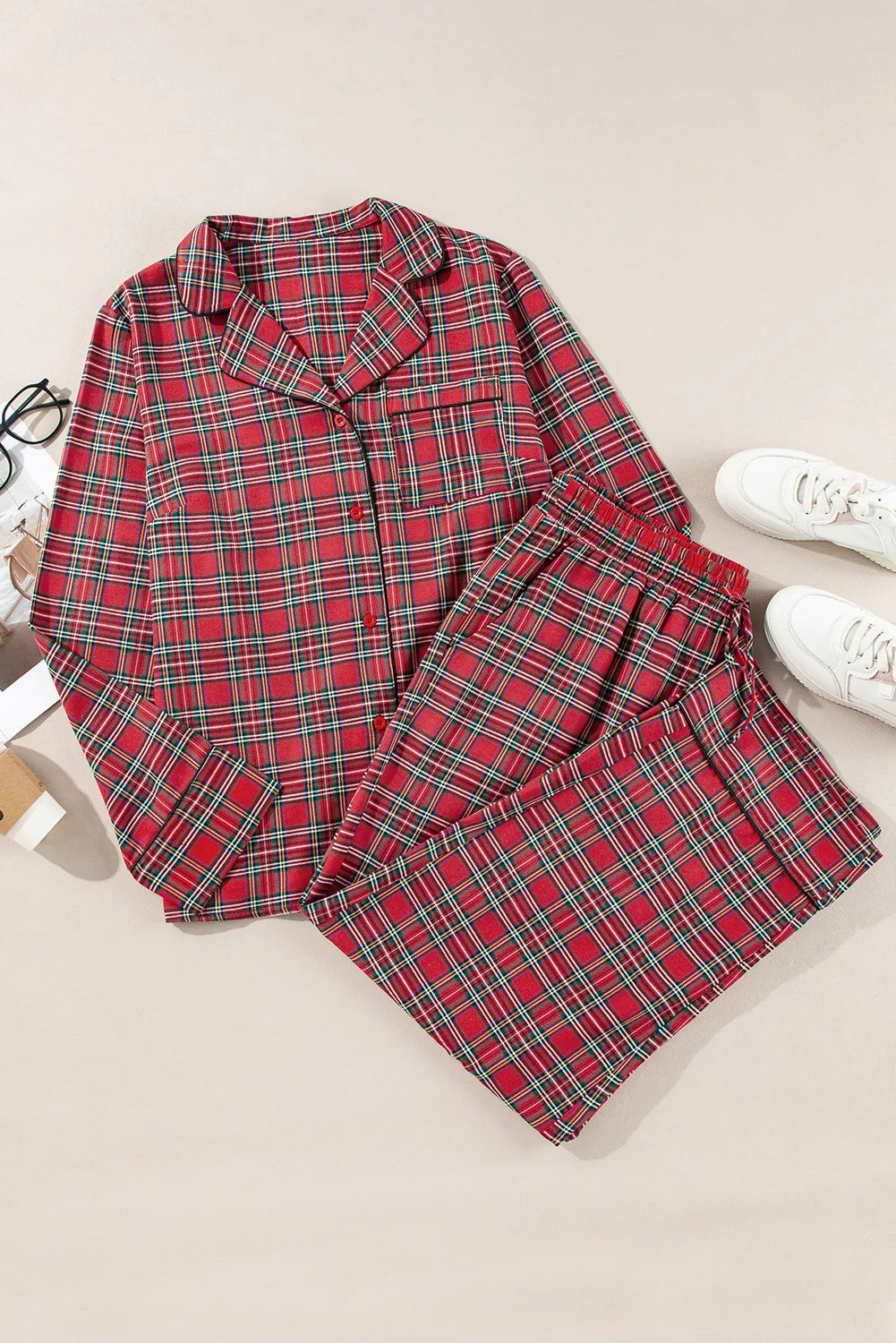 Festive Plaid Pajama Set