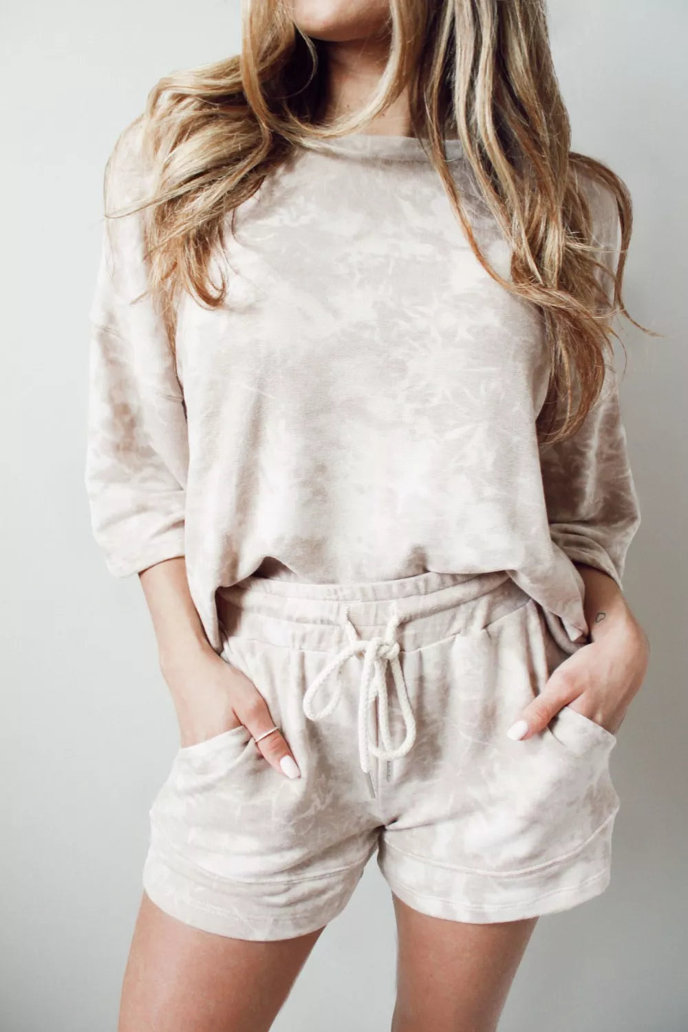 Relaxed Fit Tie-Dye Top and Shorts Set - Front View