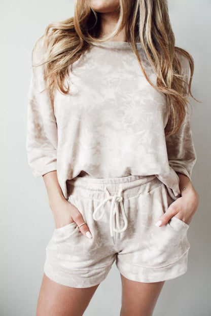 Relaxed Fit Tie-Dye Top and Shorts Set - Front View