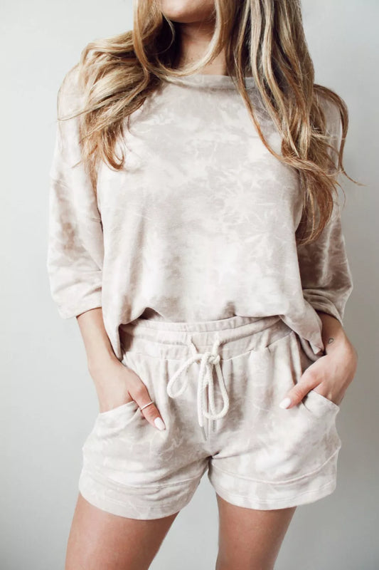Relaxed Fit Tie-Dye Top and Shorts Set - Front View