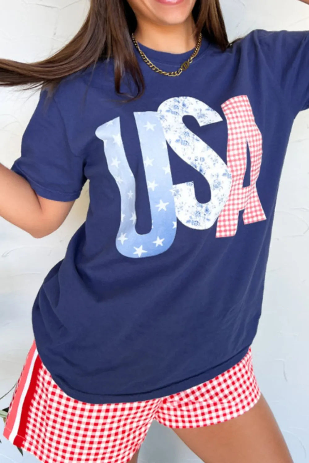 USA Patchwork Graphic T-Shirt - Side View